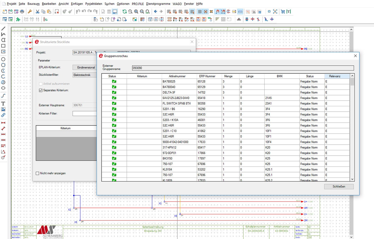 view of the mechatronic bill of materials