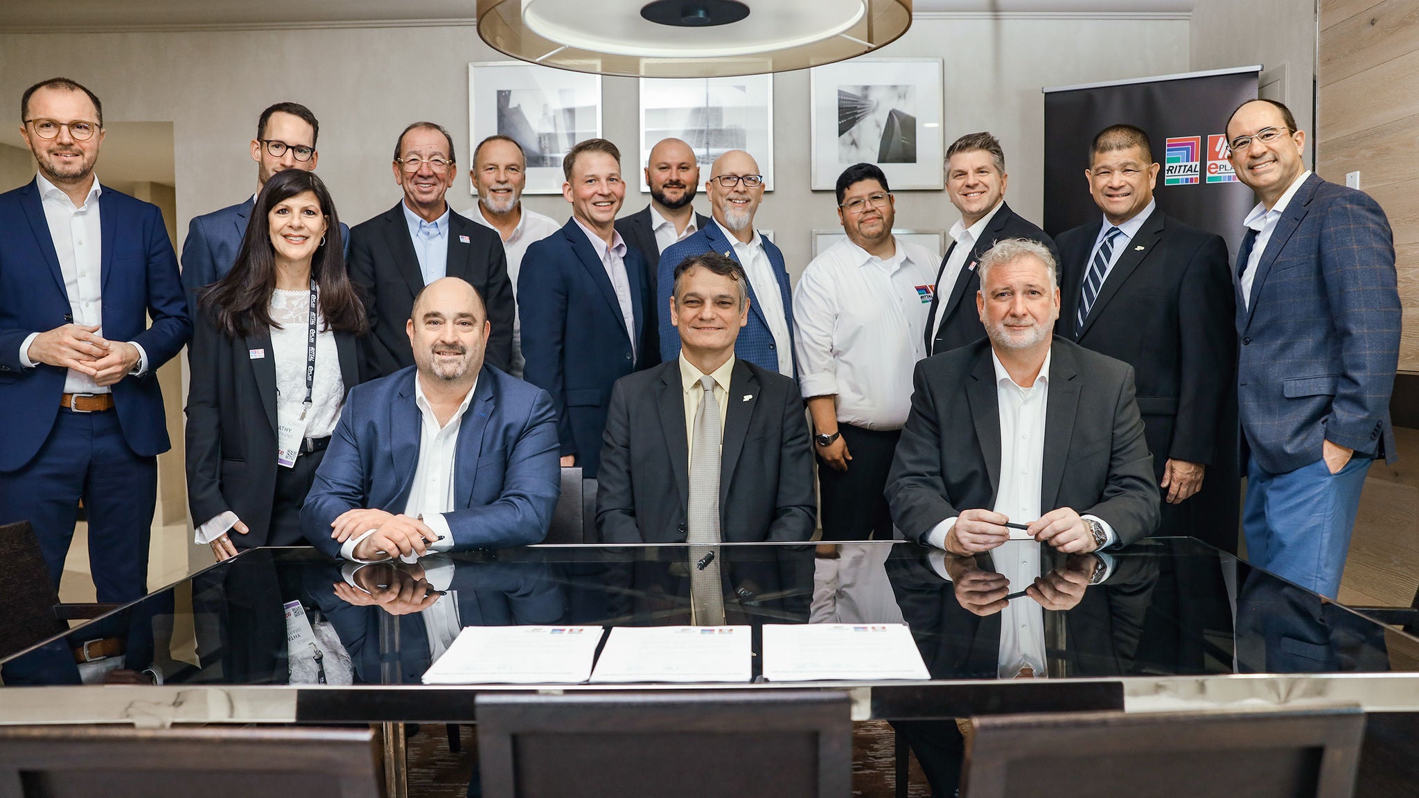 Sebastian Seitz, CEO of Eplan, Dr Daniel Castro, Dean of Purdue Polytechnic, and Jochen Trautmann, CEO of Rittal Automation Systems