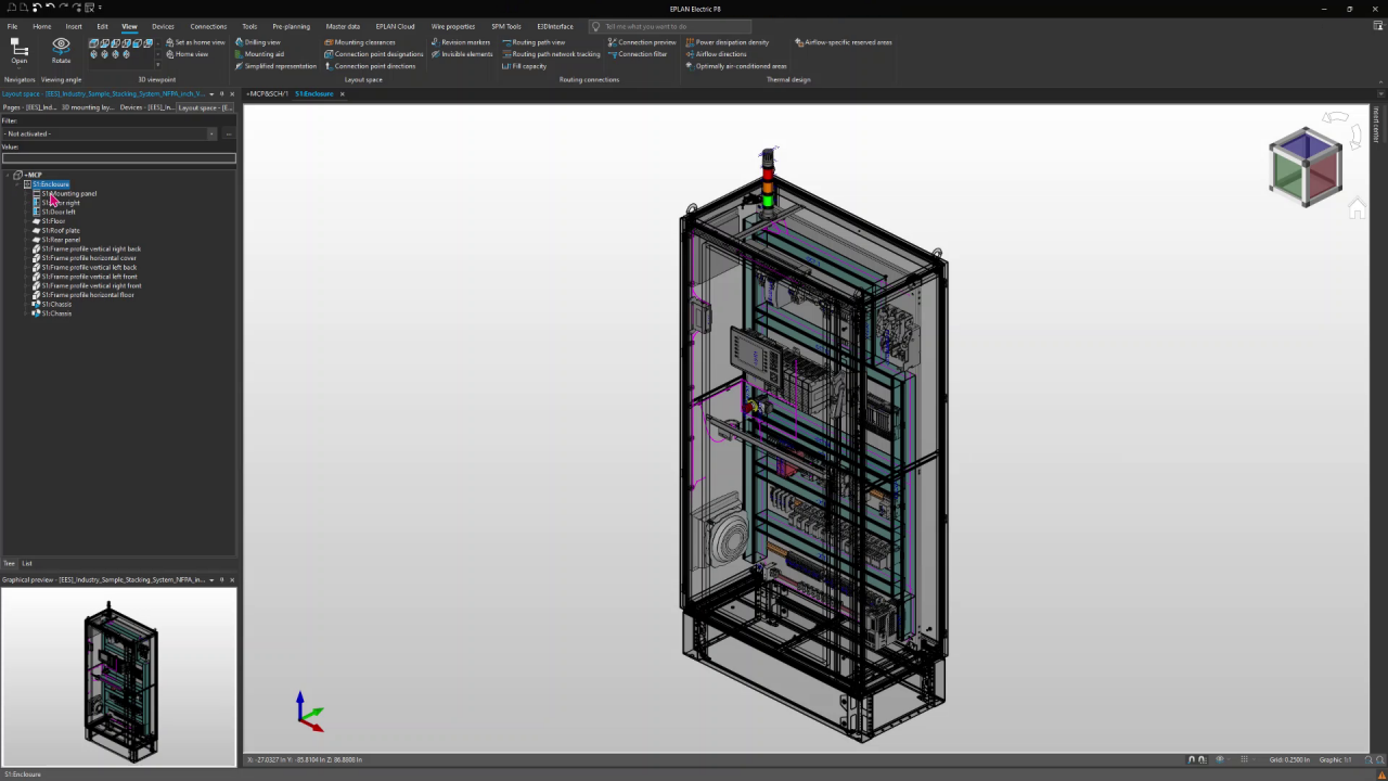 3D control cabinet layout as the digital twin